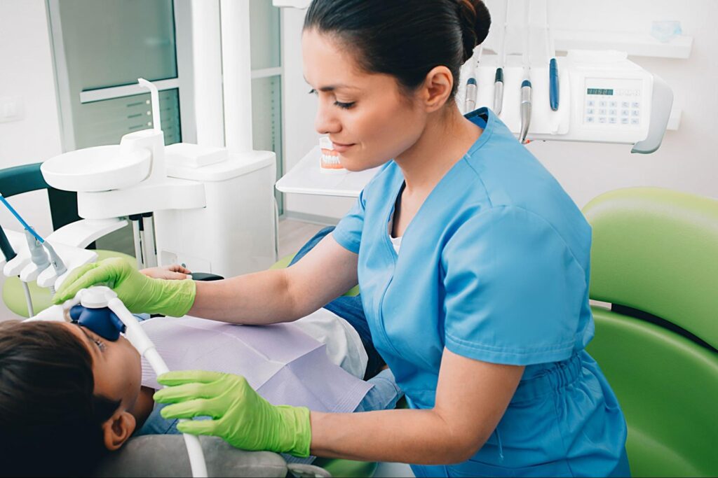 Patient receiving sedation dentistry care in a modern Santa Monica dental office